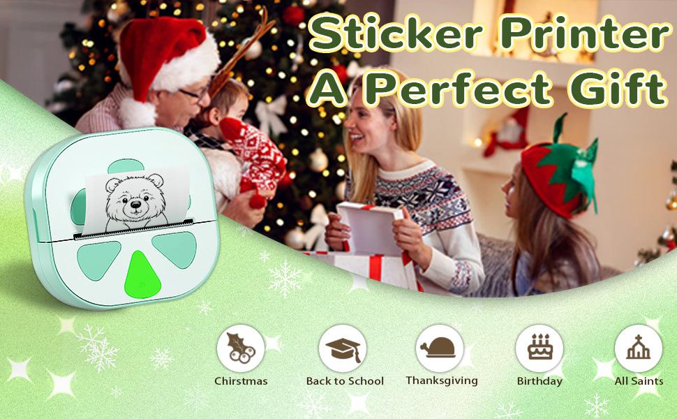 THE WELL KEPT Sticker Printer, Print Pods Mini Printer, Bluetooth Thermal Sticker Maker Machine with 3 Rolls Paper, Print Pod Mini Printers for iPhone, Impresora Portátil for Study Note, Journal, DIY, Kids Gift