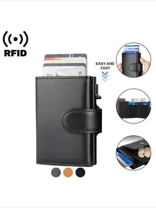 Anti Rfid Blocking Protected Magic Leather Credit Card Holder Wallets Men Minimalist Aluminum Business Bank Cardholder Case