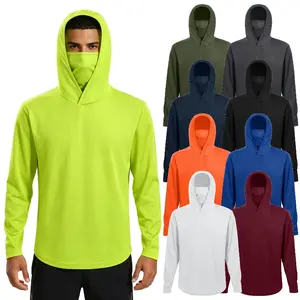 3pcs hooded and face-masked fitness suit for men - quick-drying and breathable long-sleeved training pullover for running and exercise.