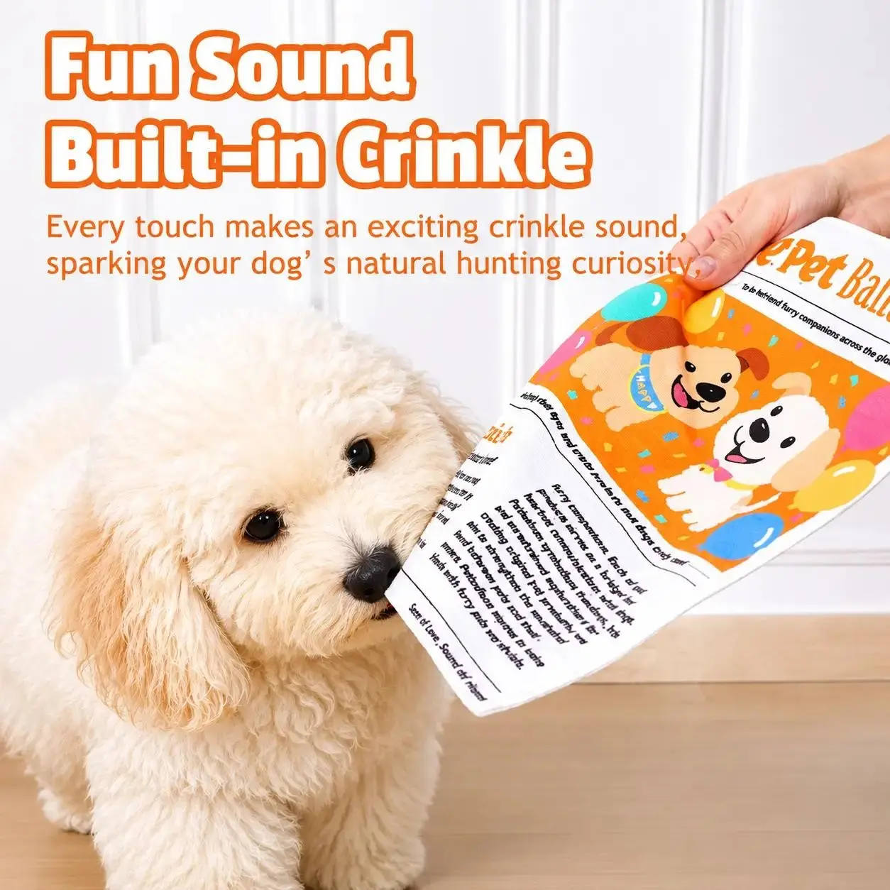 Durable Newspaper Pet Balloon Dog Toy - Crinkle Chew for Boredom Relief, Teeth Cleaning, Interactive Play - Safe, Non-Toxic, Washable, Quick-Dry