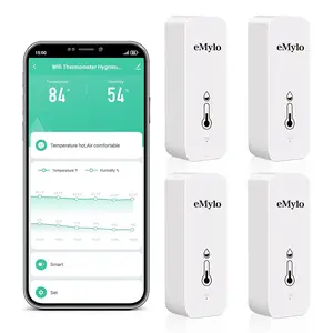 WiFi Thermometer Hygrometer, Indoor Temperature Sensor with App, Free Data Export, Humidity Meter Monitor for Home Greenhouse, Compatible with Alexa, 4 PCS (with Battery)