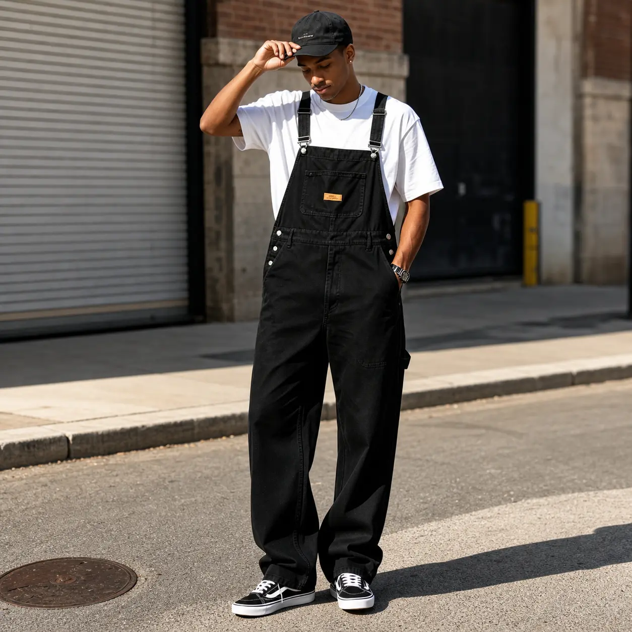 Men's Cargo Denim Overalls, Heavyweight Cotton Blend Jumpsuits, Loose Fit Vintage Workwear for Men, Casual Streetwear & Outdoor Camping, All-Season One-Piece Romper,style,,relaxed,,baggy,campus,comfortable,plain,flanel