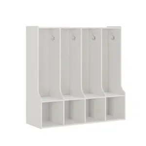 4-Section Classroom Coat Locker with 5 Cubbies, Cubby Storage Organizer with 10 Hooks for Home, School