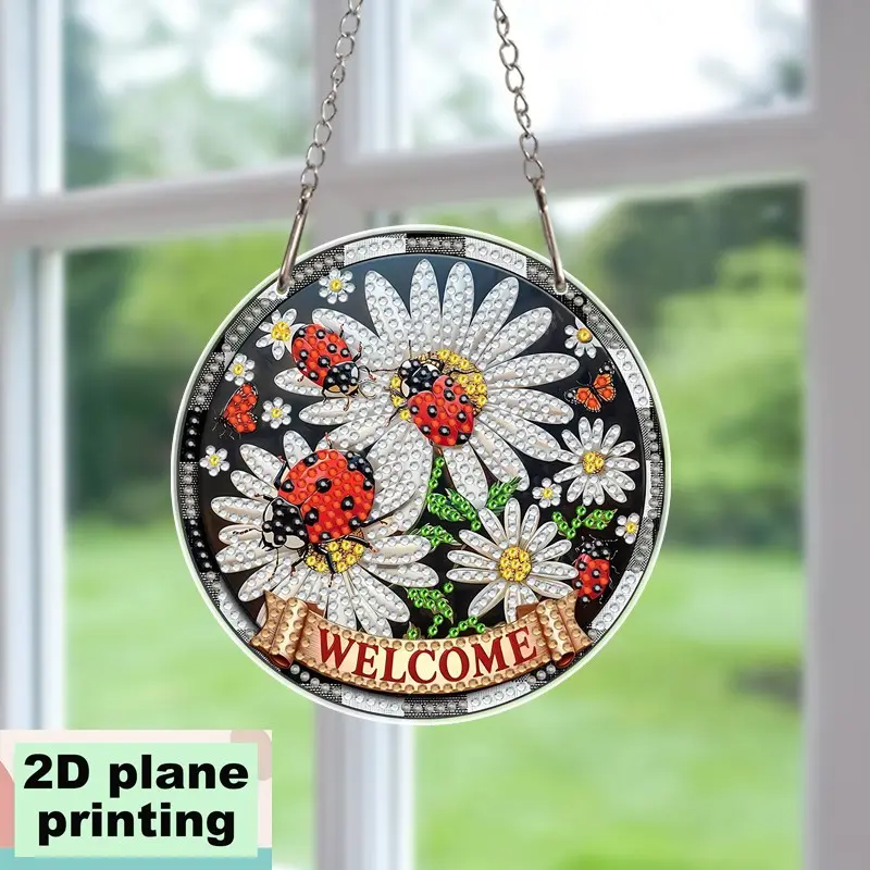2D Acrylic DIY Diamond Painting Kit, Insect Home & Outdoor Sign, Irregular Shape Diamonds, Garden, Window, Doorway Decor, Perfect Gift