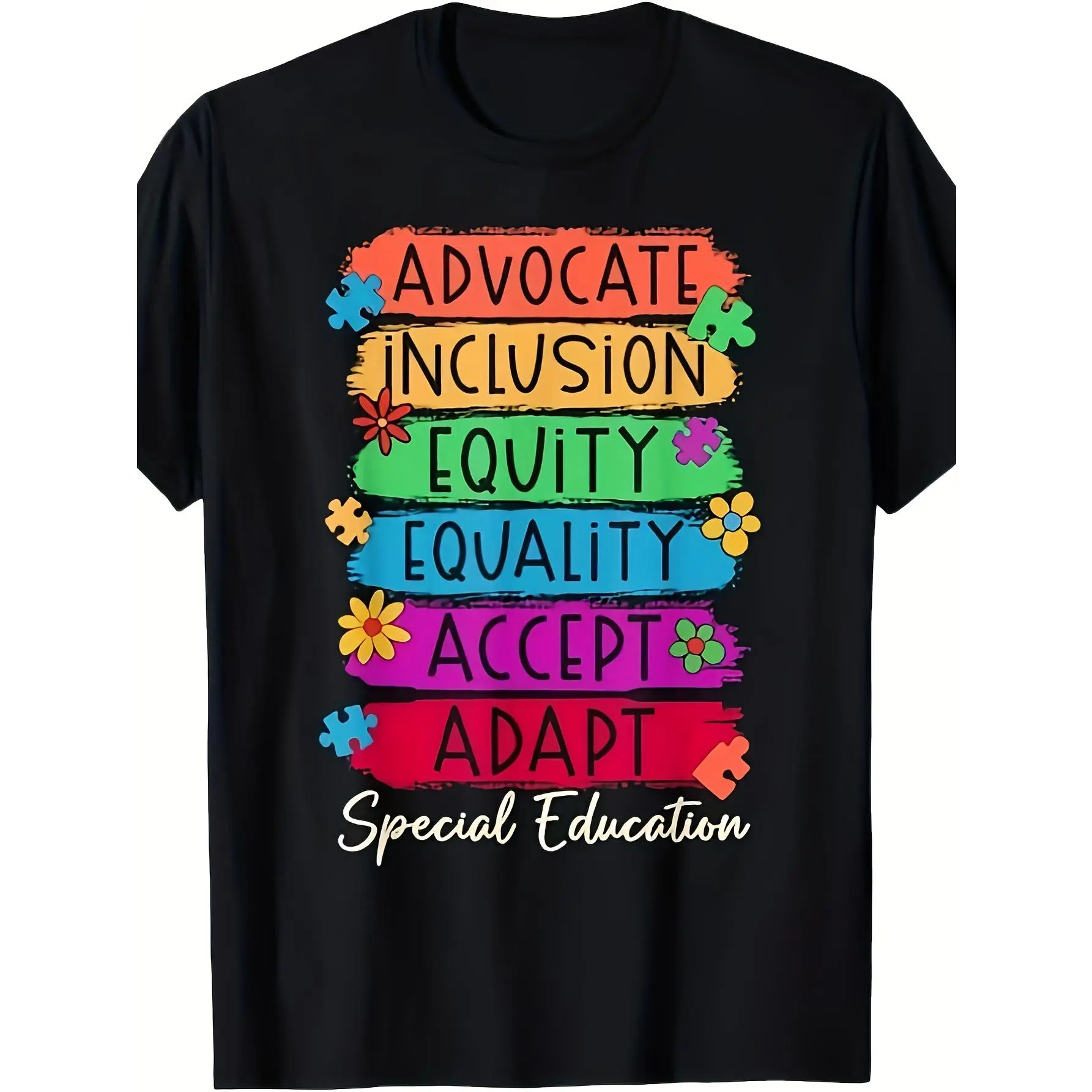 Special Education SPED Teachers Autism Teacher Inspirational T-Shirt220gHot selling items, Gift, Fashionable, Unisex, Vintage, Soft, Breathable, Casual - Crew Neck, Regular Fit - Machine Washable, Comfortable Cotton Cr Streetwear Menswear Basic Print Soft