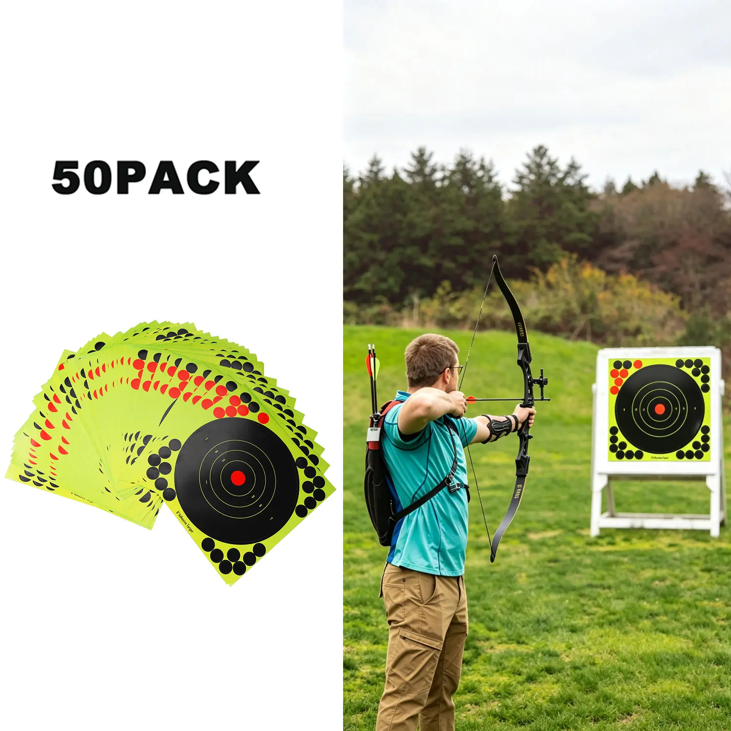 8 Inch Self Adhesive Shooting Target Stickers, Non-splatter effect Paper Targets for Pistol Rifle Airsoft BB Gun , Archery Bow Practice Range Training Target Sheets Bullseye Target Decals