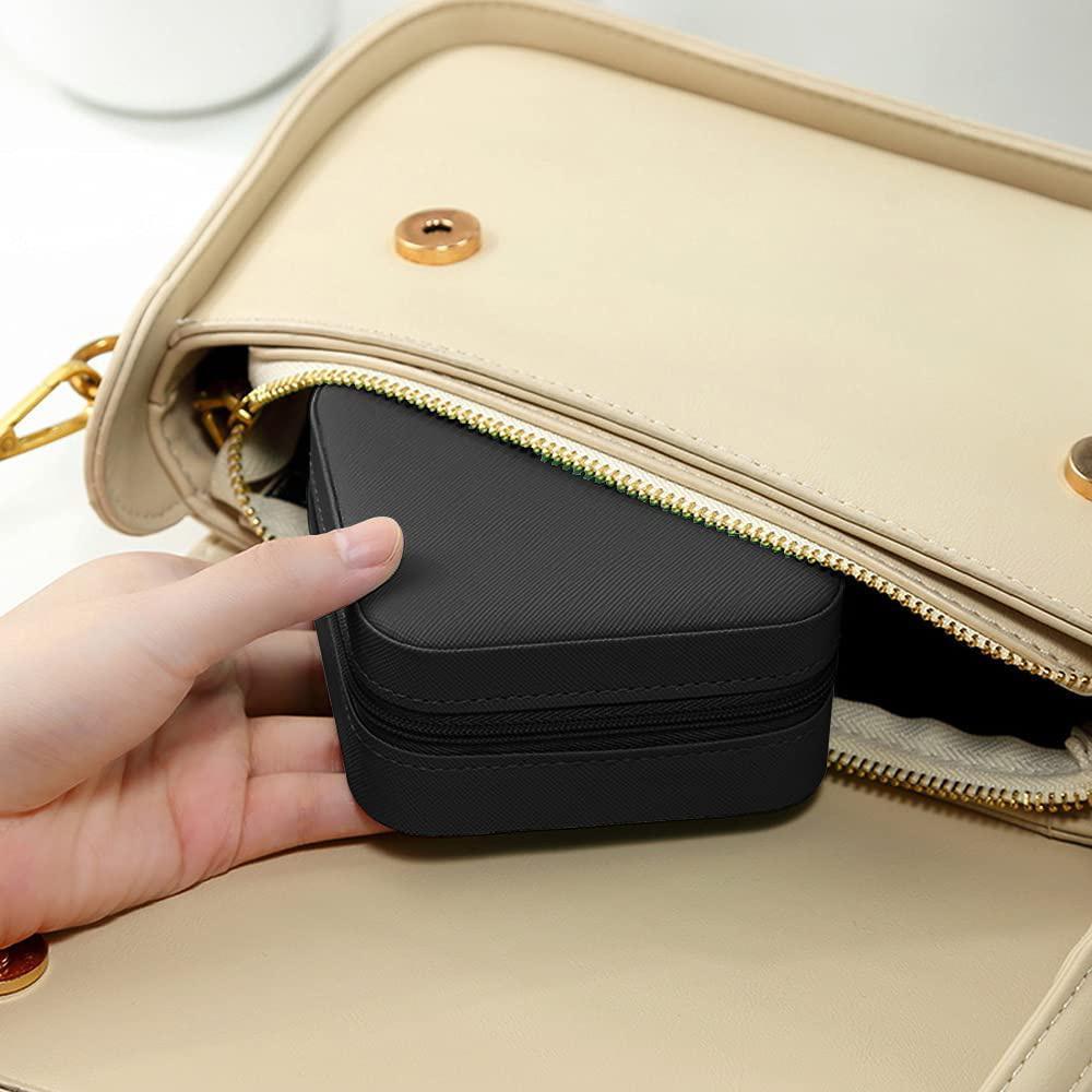 Jewelry Storage Box, 1 Count Letter Pattern Jewelry Organizer with Zipper & Flip Design, Cosmetics Storage Box for Travel & Home, Jewelry Storage Unit