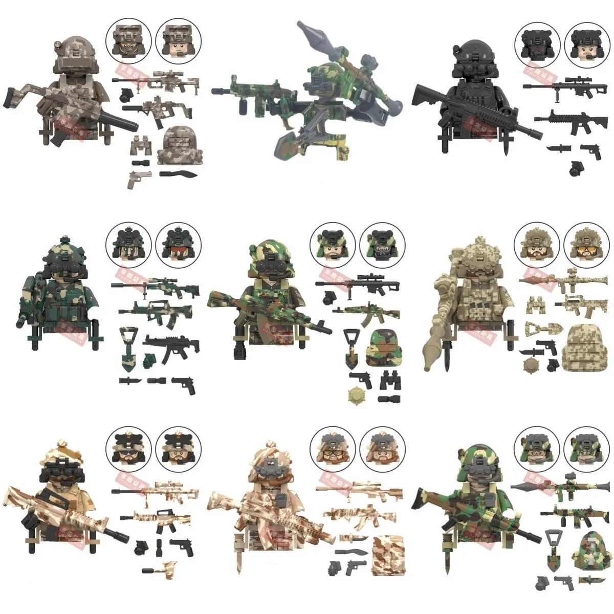 2026 new hot item  Military Building Blocks Ghost Special Forces Soldiers Action Figures Bandits Accessories Gun Weapons Mini Dolls Bricks Toys
