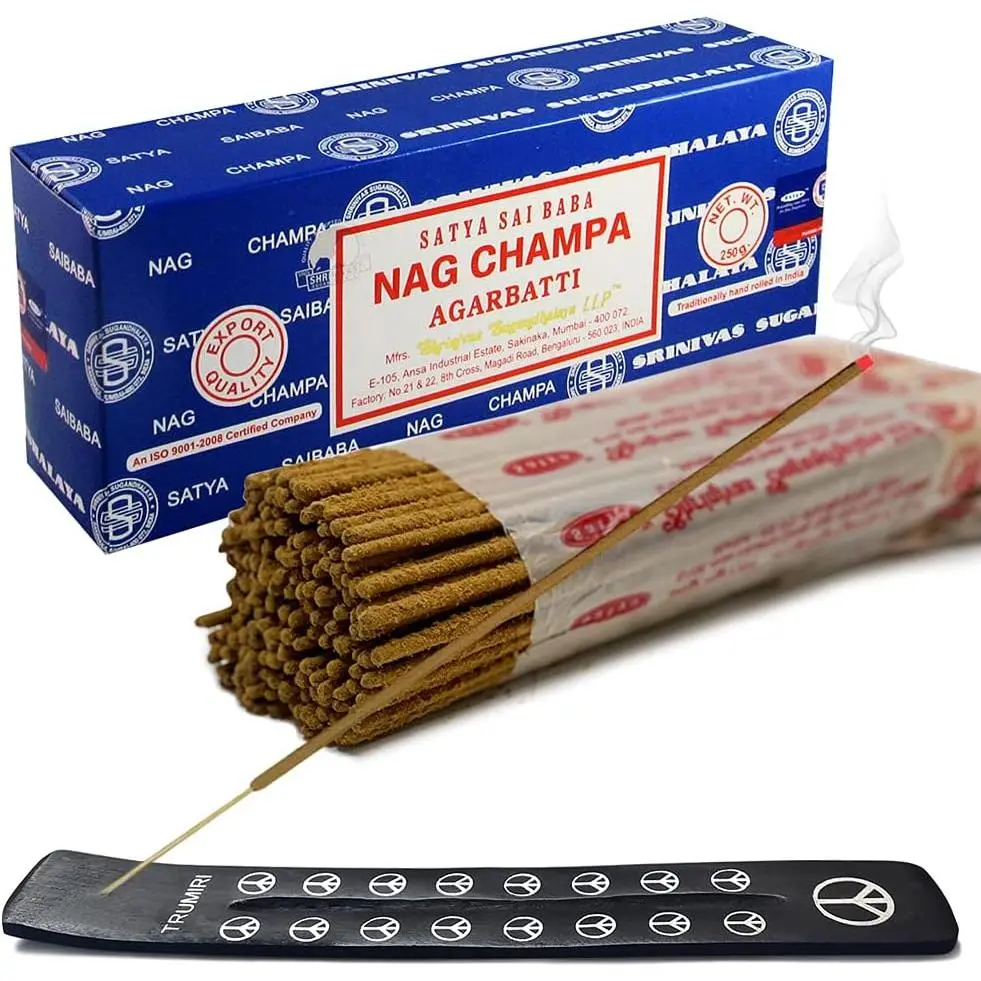 Incense Stick Holder Bundle with 250g Bulk Incense Sticks Nag - Pack of 1 (Approx 250 Insence-Sticks)
