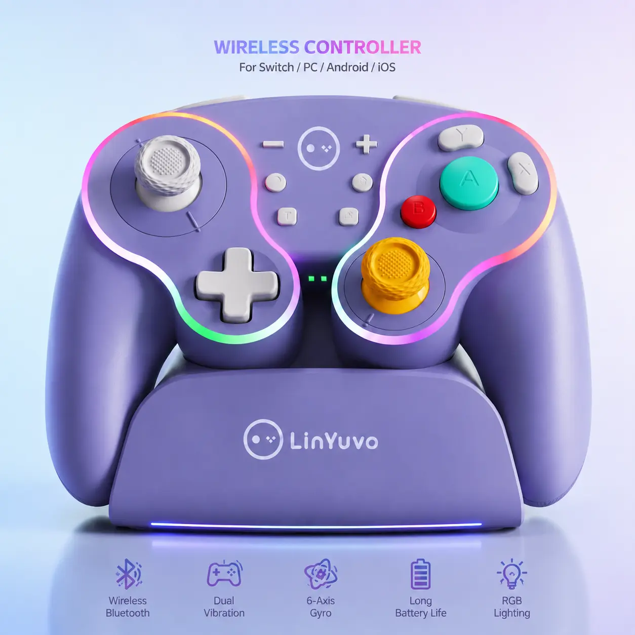 Lin Yu vo Wireless Gaming Controller with Charging Dock, Mechanical Buttons Gamepad for Nintendo Switch Android PC axis axis sohochic backtoschool