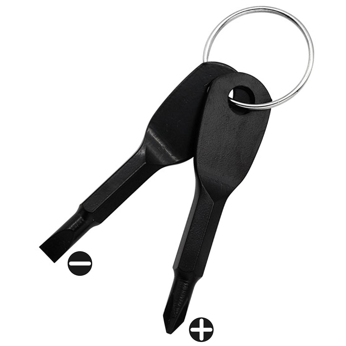 2 in 1 Keychain Screwdriver Set, Multifunctional Screwdriver, 1 Set Mini Pocket Phillips and Flat Head Screwdriver with Key Ring, Outdoor Survival Emergency Handy Tool, Portable