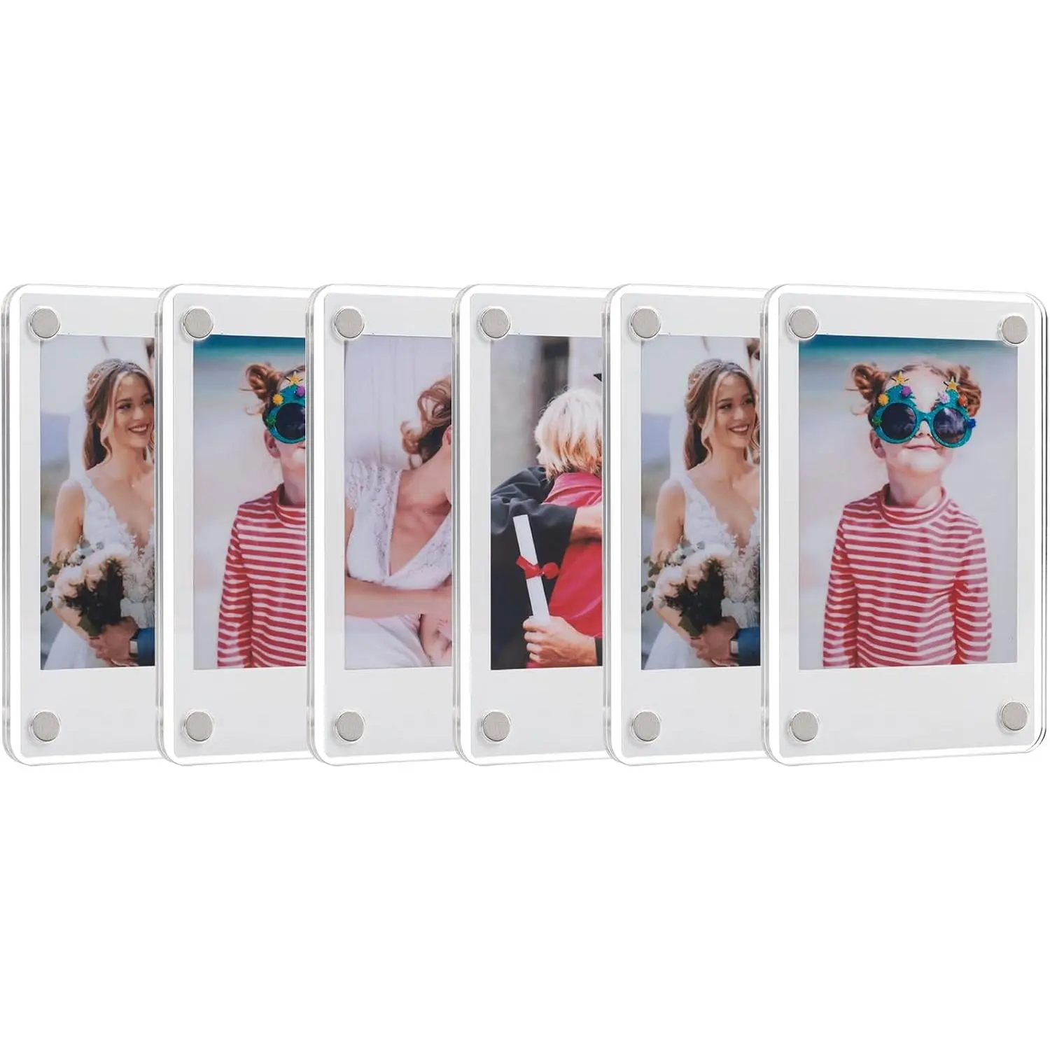 6 Pack  Fridge  Frame for , 2.36x3.54 In Mini Picture Frames for  Instax Mini, Double Sided Photo Refrigerator  Picture Frame, Clear Picture Display Frame