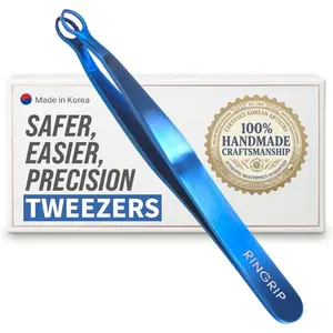 Premium Handmade Precision Round Tip Tweezers, 304 Surgical Grade Stainless Steel Professional Eyebrow & Facial Hair Removal Tweezers for Men & Women