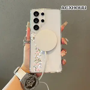 Floral Cross Magnetic Protective Case for SAMSUNG S26 ULTRA S25 S24 S23 S22,Vintage Vibes Shockproof,Aesthetic,Silicone,Lightweight,and Scratch Resistant