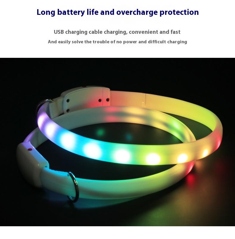 【Pet Essential】USB rechargeable luminous leather belt LED flashing collar with adjustable brightness, extremely cool. christmas  collar ball toy Adjustable LED harness