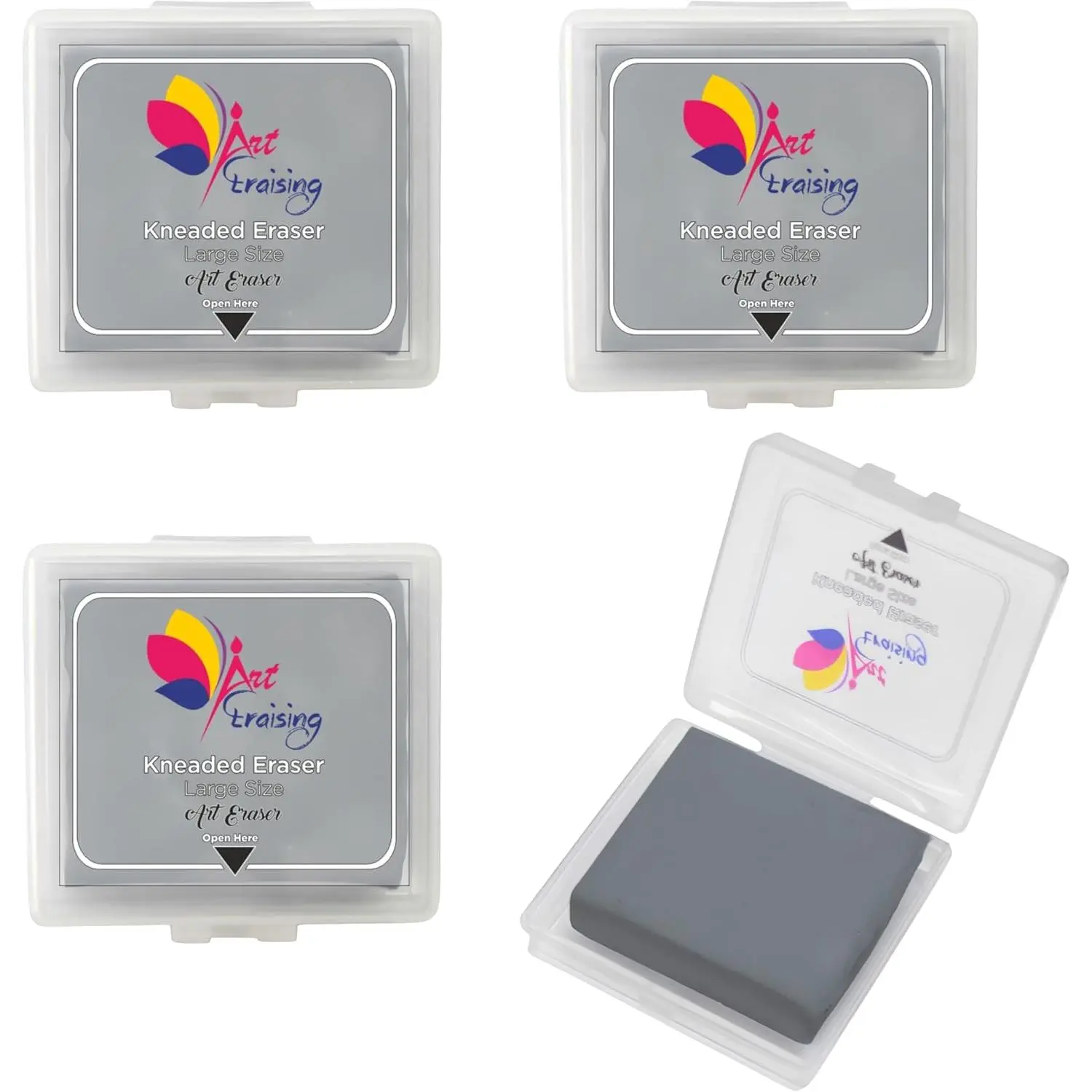 4 Pack Large Size Grey Kneadable Erasers for Artists Drawing & Sketching