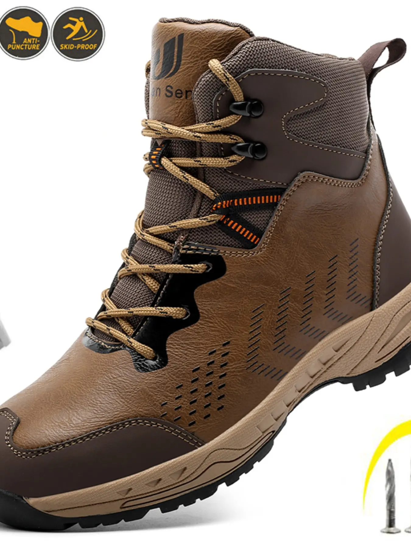 Steel-toe Anti-slip composite material Safety sports Shoes, Safety Trainers, sturdy and durable, comfortable and Safe, Lightweight and Breathable, with Anti-shatter and Anti-puncture design, conforming to ergonomics.