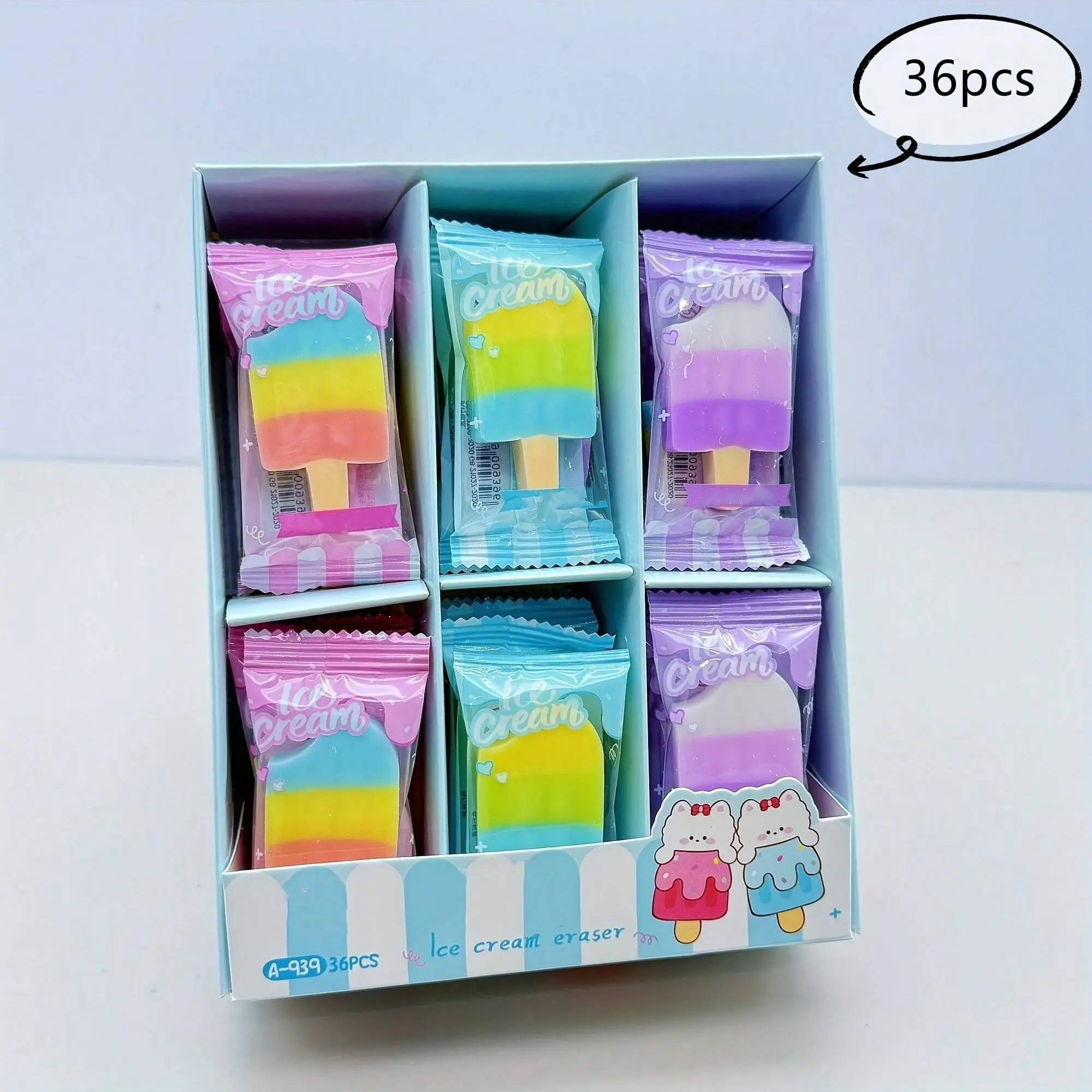 36-Pack Gradient Jelly Erasers Box Set, Creative Erasers, Office Stationery Supplies for Artists, Students, Office Use, Perfect Party Gifts, Classroom Rewards, Holiday Presents