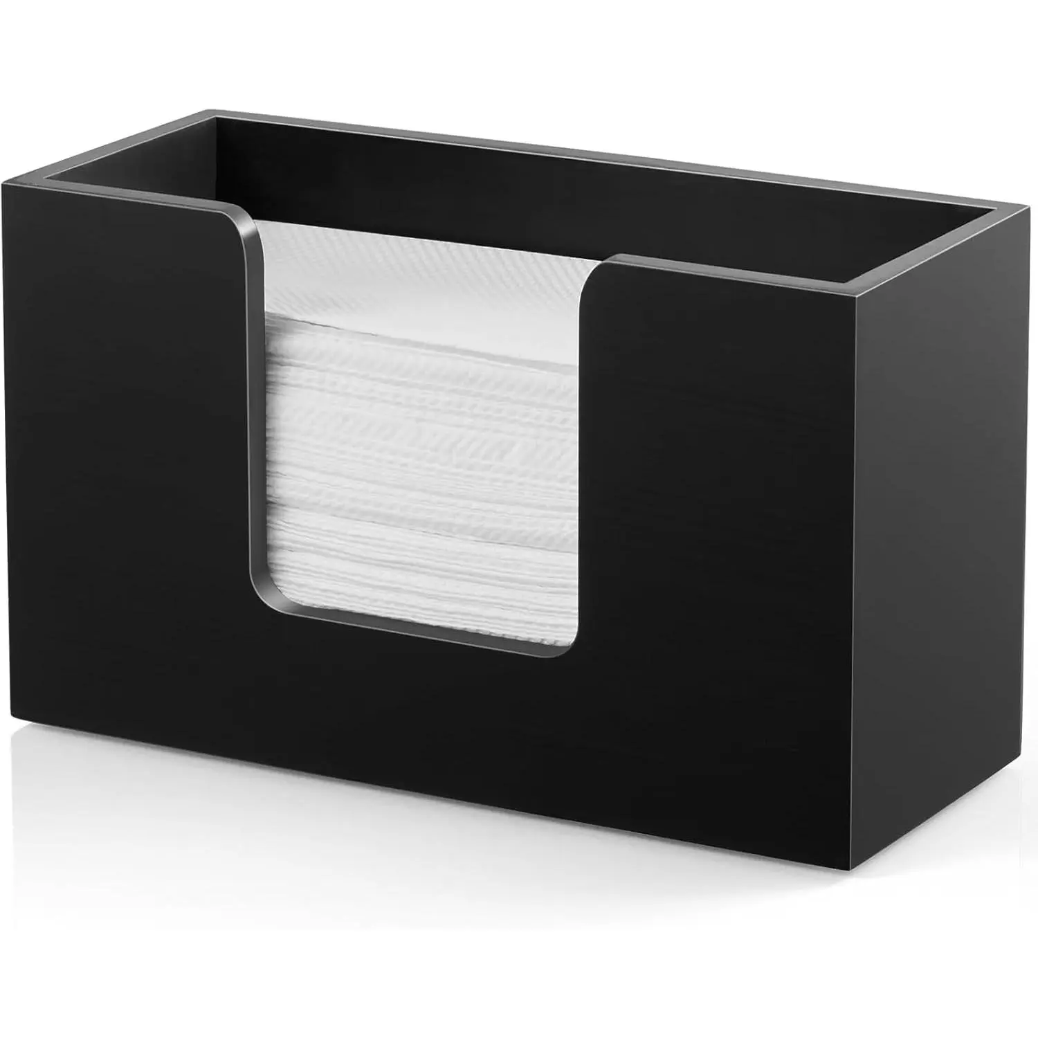 Wooden Paper Towel Dispenser Countertop, Bathroom Guest Towel Holder for Multifold C-Fold Z-Fold Trifold Hand Towels, Black Wood Napkin Holder for Kitchen, Vanity, Powder Room