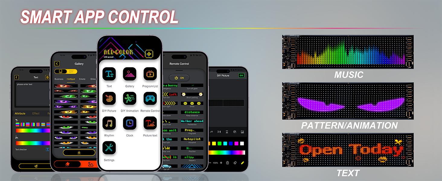 2PCS 23.4"x4.7" LED Eyes for Car Windshield - Devil Eyes Light Strips with Dynamic Patterns, APP/Remote Control, IP68 Waterproof, USB-Powered for Cars/Trucks/RVs/Motorcycles