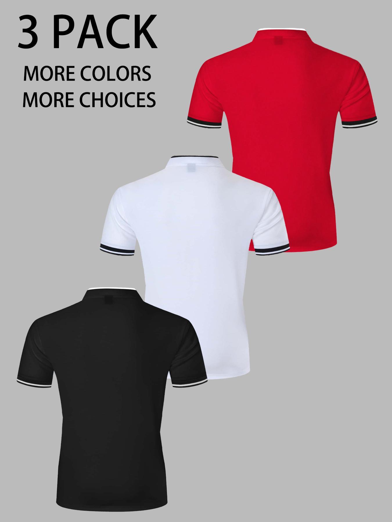 Men's Colorblock Short Sleeve Polo Shirt, Polo Tees, Regular Fit Casual Fashion Comfy Top for Summer, Men's Clothes for Daily Wear, Gamis