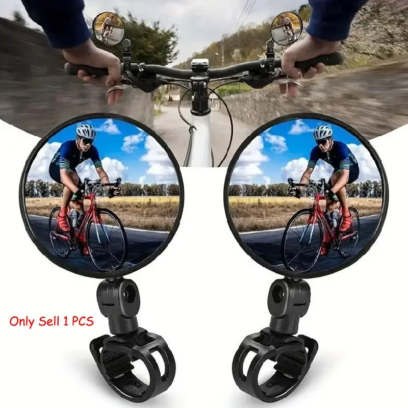 Mountain Bike Rearview Mirror, HD Anti-Shake 360° Rotating Wide View Convex Mirror, Easy Install with Acrylic Strap, Bike Accessories, Bicycle Accessories