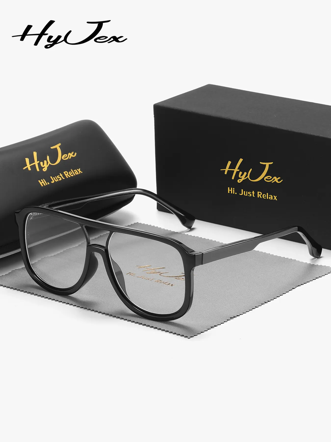 HyJex 1 Piece Unisex Classically Designed Full Frame Plaon Glasses Comfortable Lightweight Frog Frame Plaon Glasses