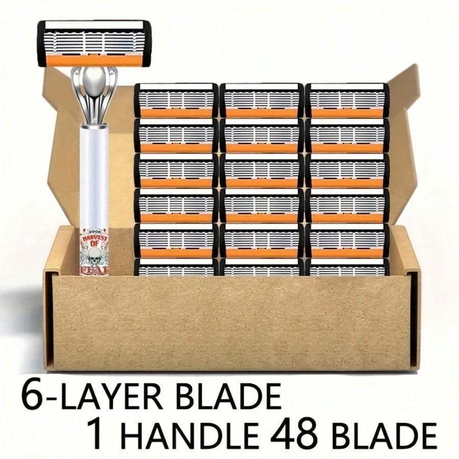 This classic men's razor features 72 ultra-sharp and durable blades, and its advanced design ensures a safe and smooth shaving experience.  It comes with two non-slip handles, making it an ideal gift for holidays and Valentine's Day.