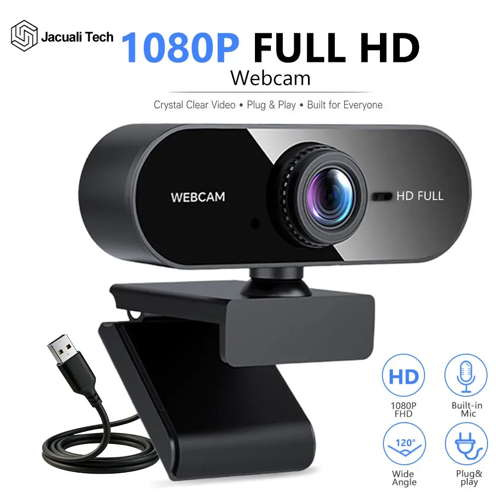 Wide Angle USB External Webcam for PC & Laptop, Integrated Microphone, Plug & Play, Ideal for Live Streaming, Zoom, Teams, Remote Work