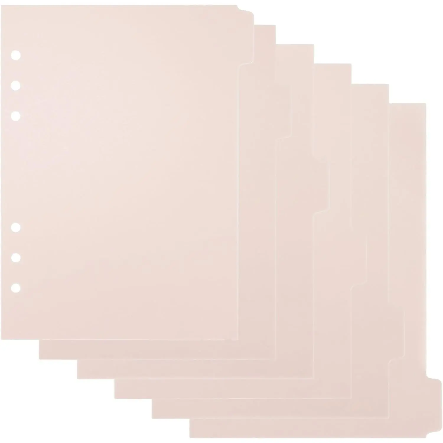 A5 Binder Dividers 6 Holes  6 Blank Tab Index Dividers | 5.8 x 8.3 inch, 6-Ring Insertable Plastic Index Divider for A5 Binder Notebook Journal Diary Memo Notepad
