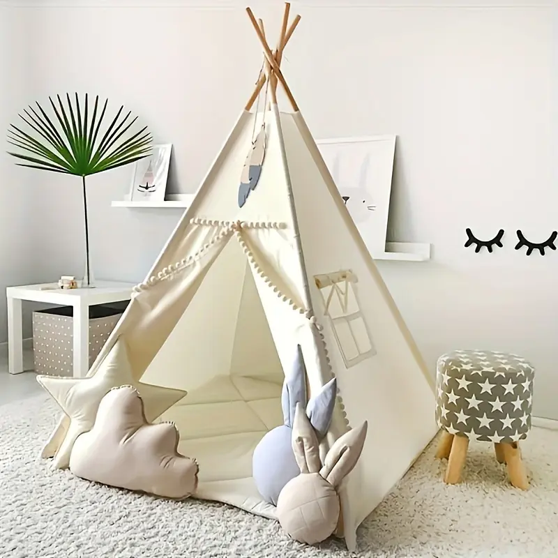 Teepee Tent, Indoor/Outdoor Play Tent Suitable for Nordic Conical Family Princess Small House, Washable Tent for Birthdays And Holidays(Without Padding)