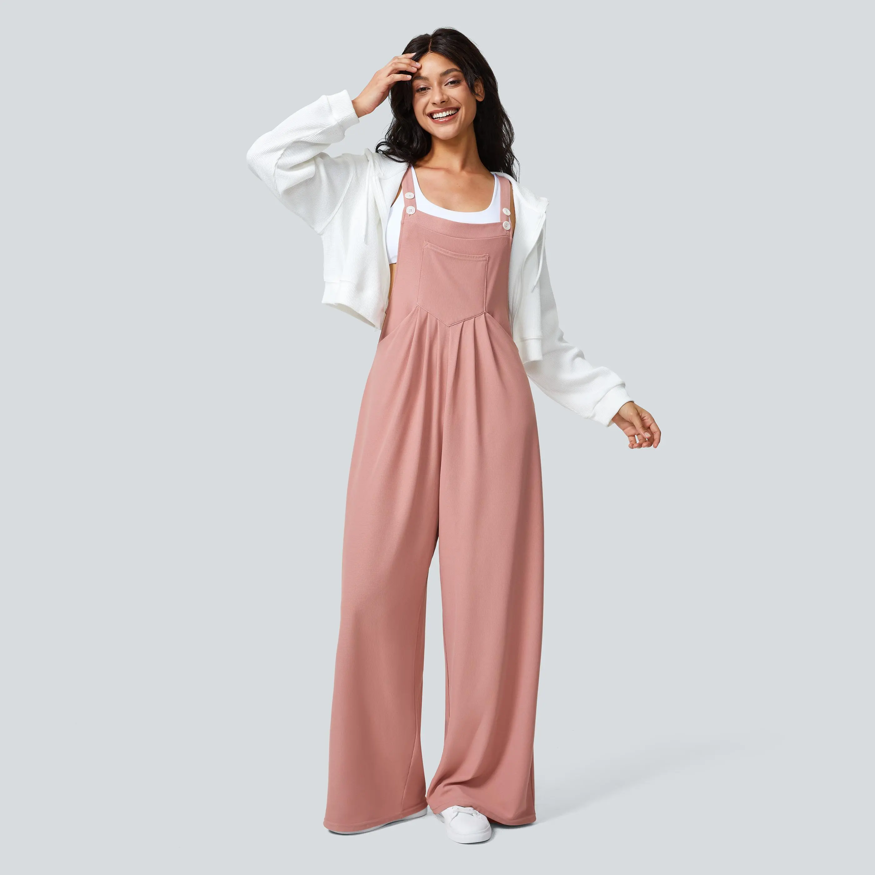 Halara Pockets Waffle Casual Overalls Halara Pockets Waffle Casual Overalls