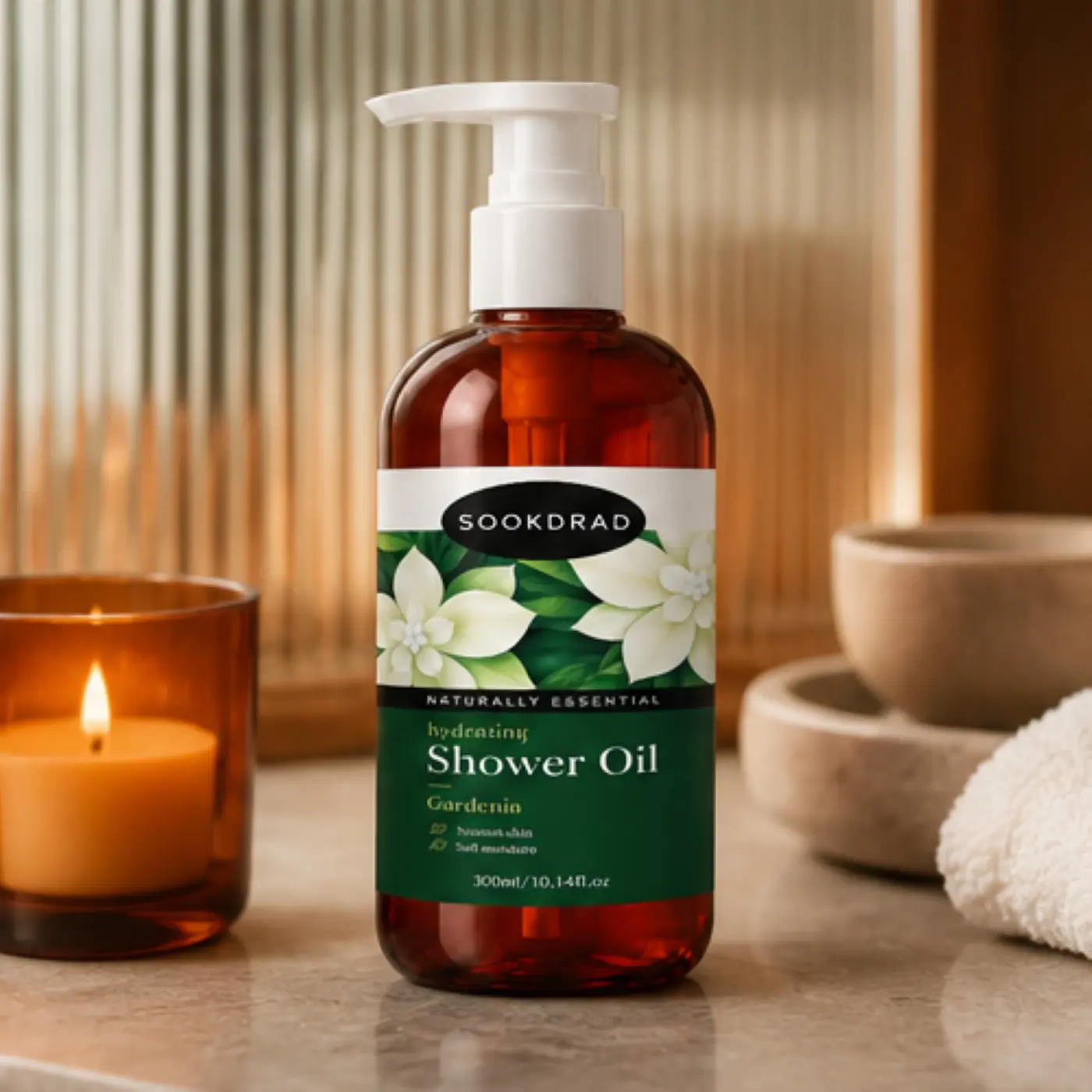 Hydrating Shower Oil, Gardenia Scent, Nourish Skin, Soft Moisture, Moisturizing, 300ml/10.14fl.oz