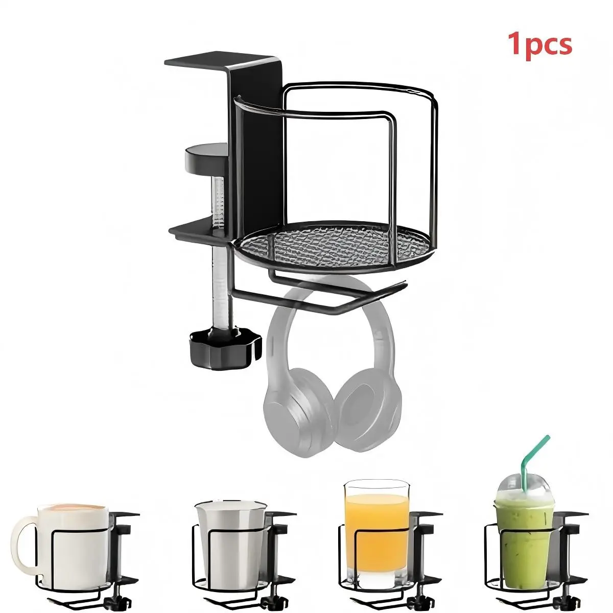 Adjustable Desktop Cup Holder, Adjustable Armrest Stand, 360 Degree Rotating Table Edge Armrest Anti-Fall Cup Holder, Desktop Accessories