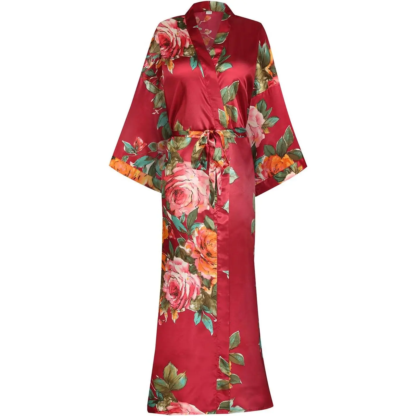 Kimono Robes For Women Floral Long Lightweight Silky Sleepwear bridal Dressing Gown