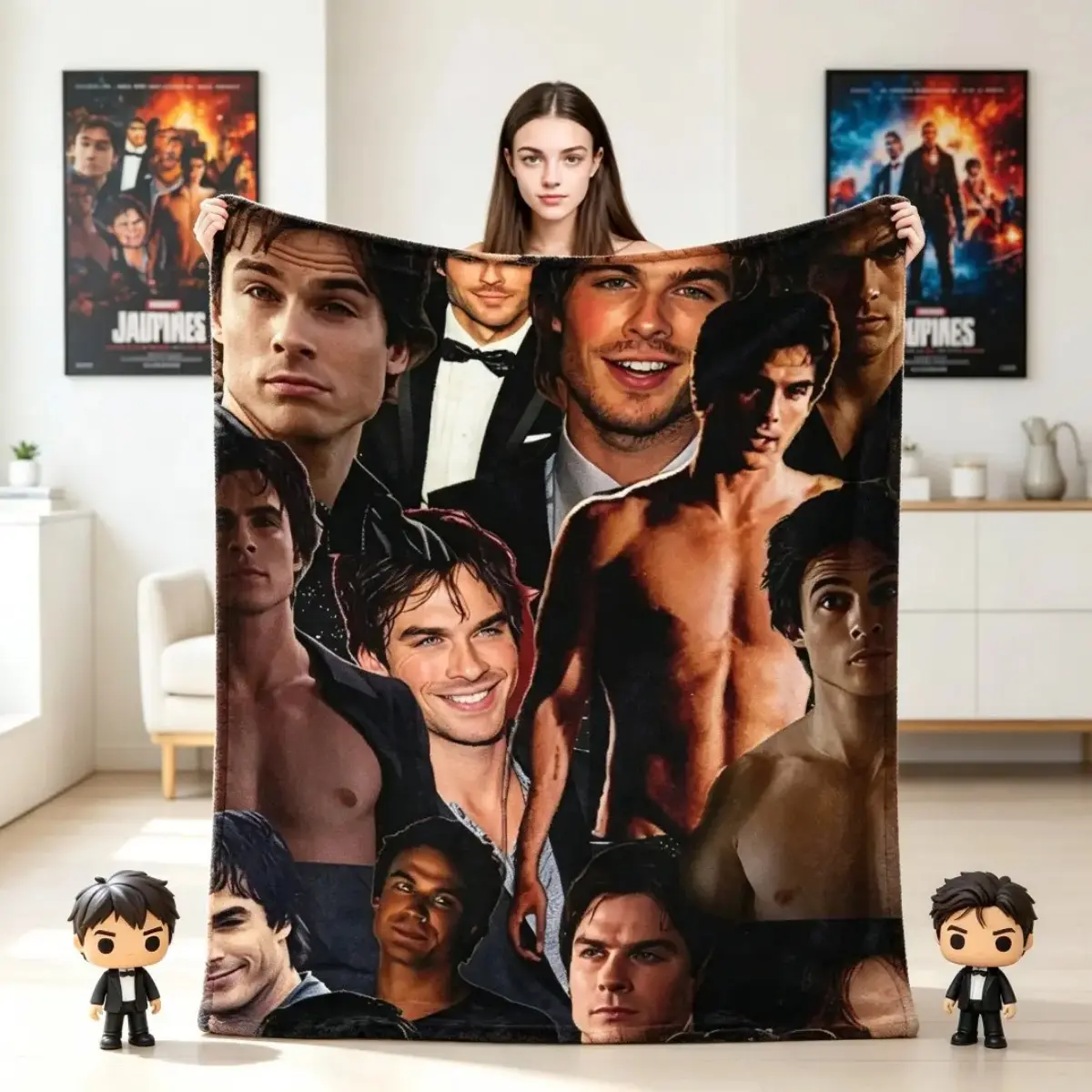 Vampire Diaries Inspired Flannel Blanket, Vampire TV Show Style Throw, Soft Cozy Lightweight Fleece Blanket, Bedroom Sofa Halloween Christmas Fan Gift