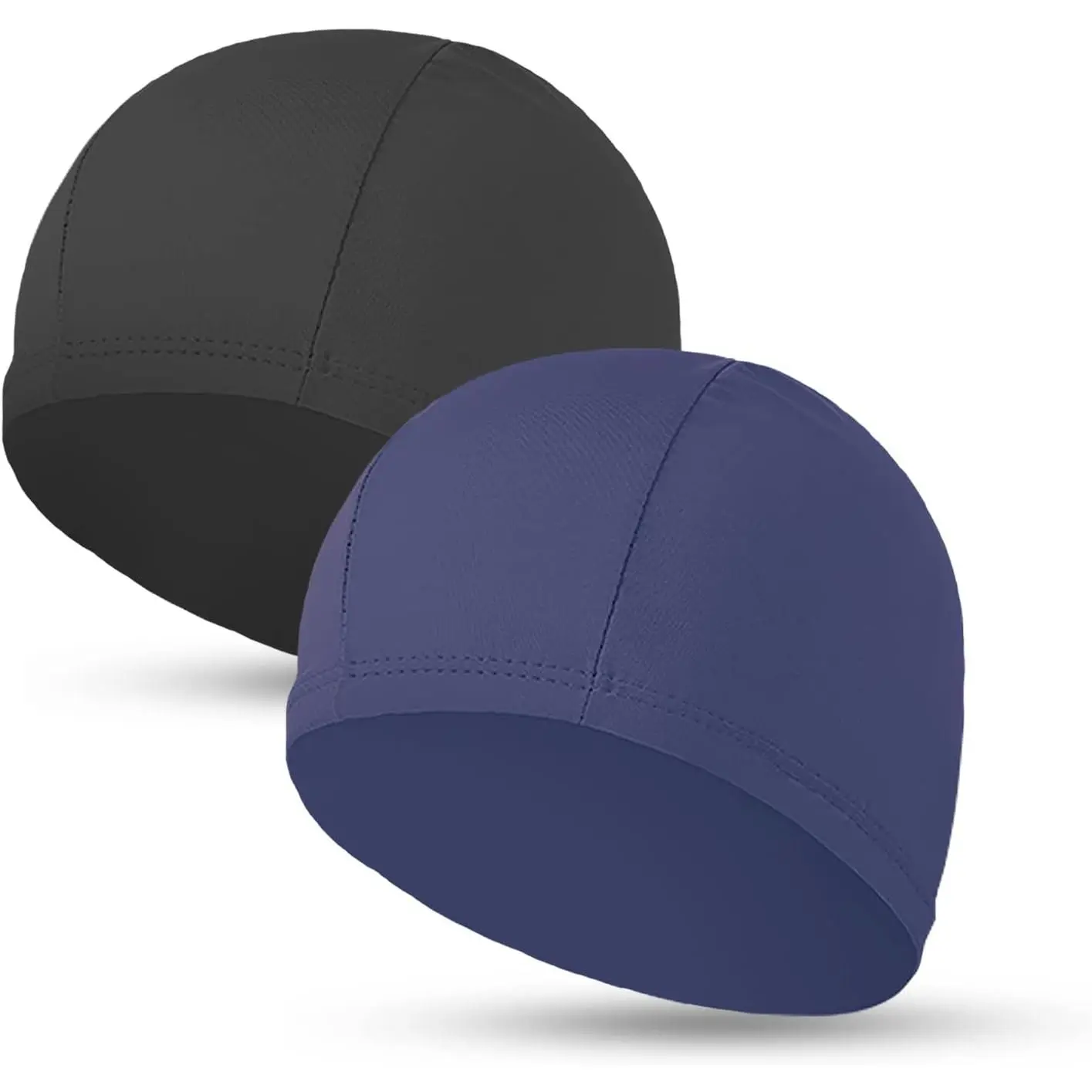 2pcs Cloth Swim Caps for Both Women & Men & Kids Fabric Durable Non-Waterproof Elastic Swimming Pool Cap Bathing Cap for Long and Short Hair