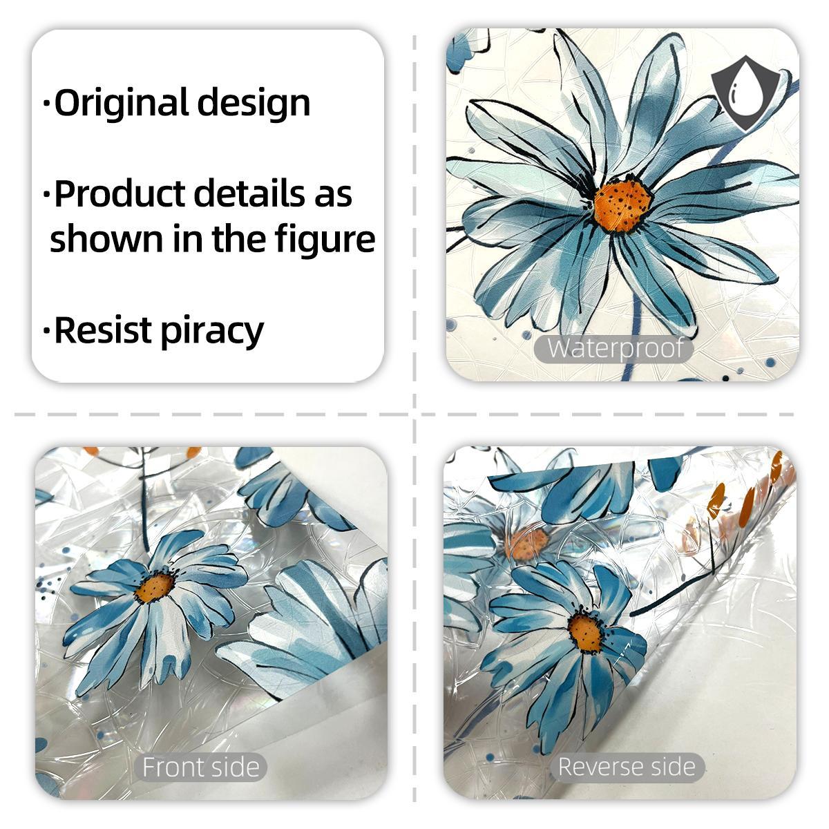 Daisy Pattern Window Sticker, Double Sided Window Decal, Static Cling Window Film, Floral Pattern Sticker, Decorative Sticker for Home Kitchen Living Room Bathroom, Ornaments