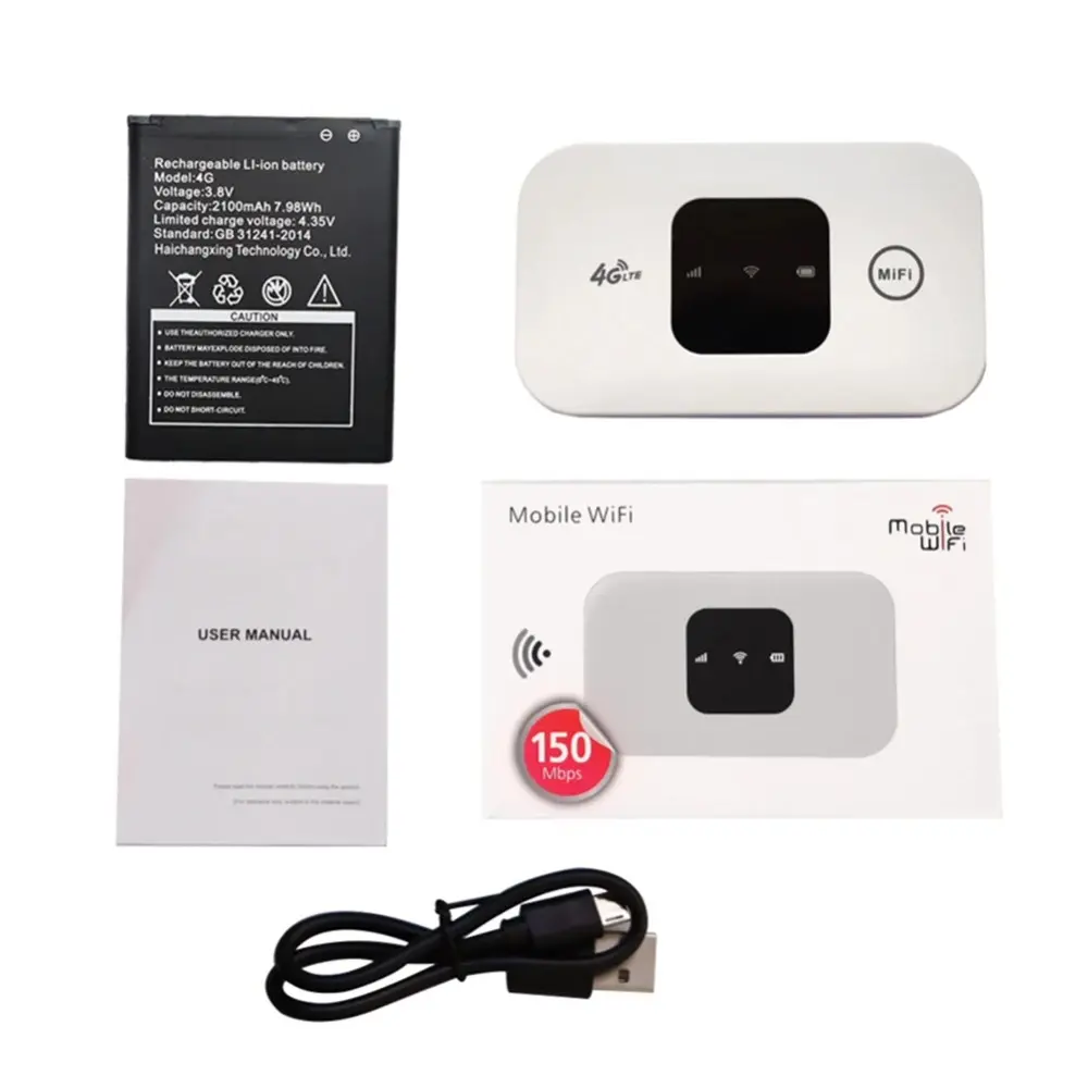 4G LTE Wireless Router, 150Mbps Mobile Hotspot with SIM Card Slot, 2100mAh Pocket WiFi, Stable Connection for Outdoor Home Office Travel