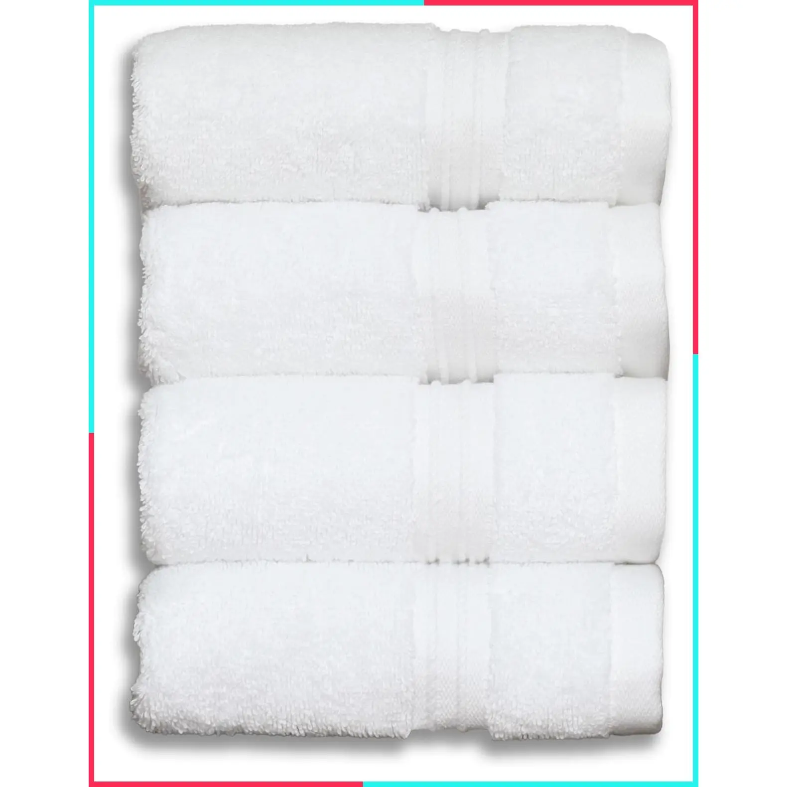 Turkish Cotton Washcloths 4-Pack, Luxury White Washcloths, 13x13 in