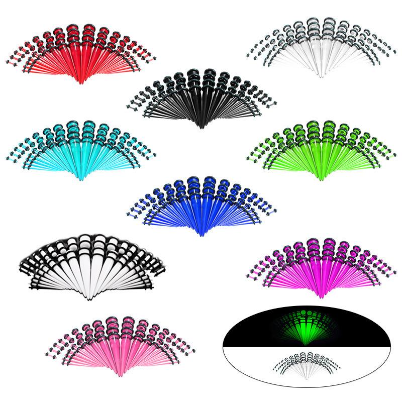 126Pcs Acrylic Taper Ear Stretching Kit, 14G-00G Ear Gauges Stretching Set with O-Rings, Hypoallergenic Ear Tapers for Piercing Stretching for Women Men