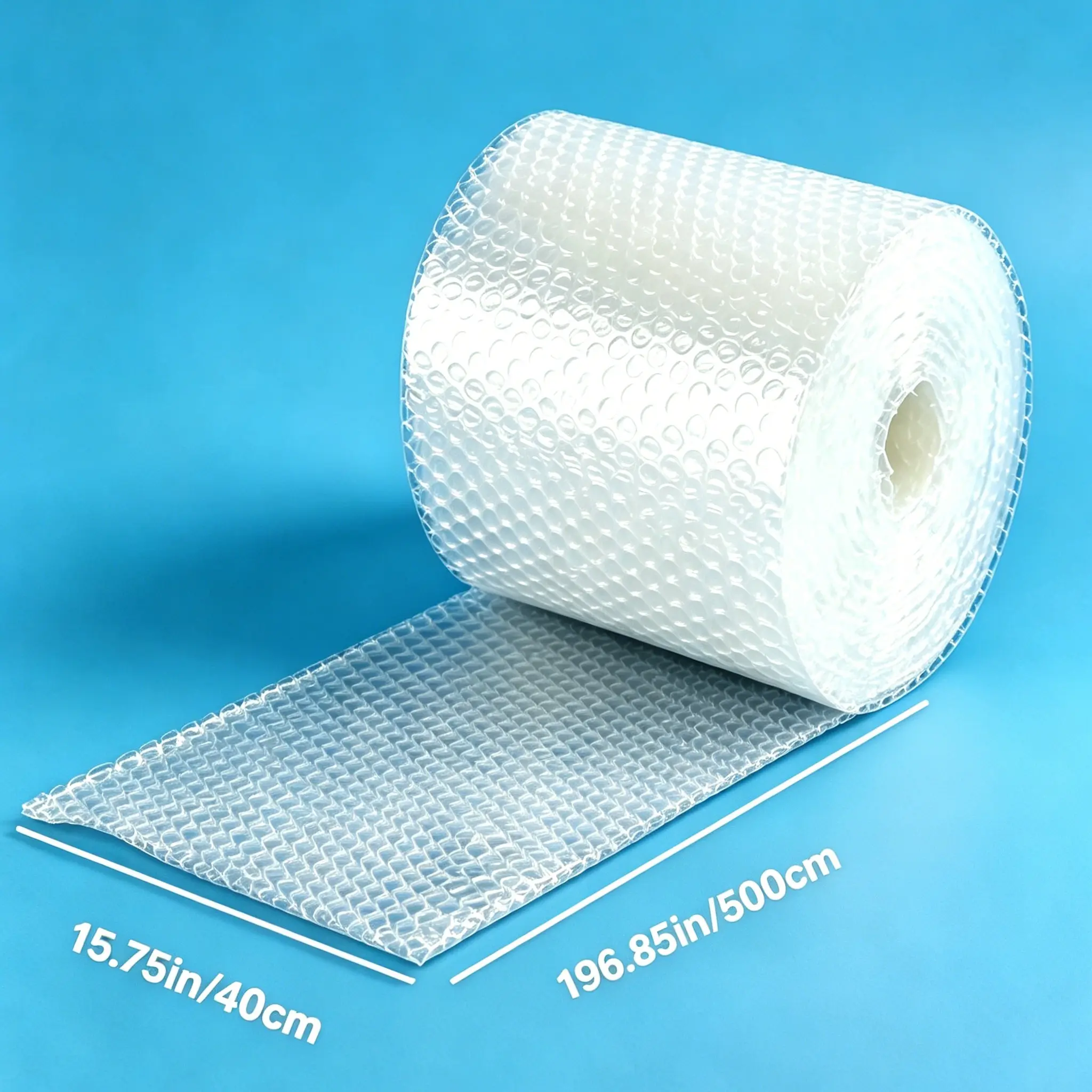 Clear Bubble Wrap Roll, 40cm (15.75") Wide x 5m (196.85") Long — Shockproof Cushioning Film Protects Fragile Items from Bumps & Vibrations, Ideal for Mailing, Shipping & Moving