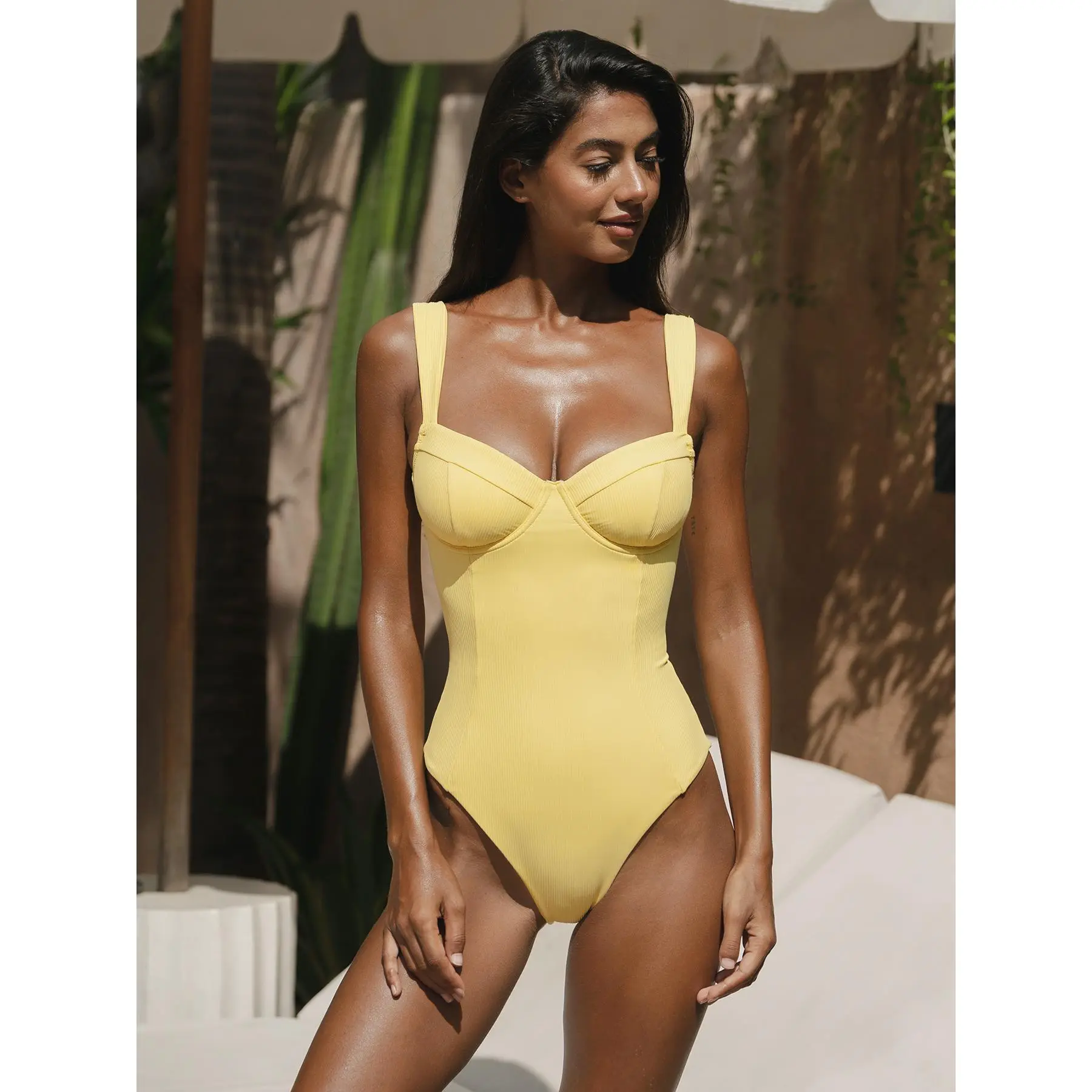 Women Knitted Nylon One Pieces Swimwear