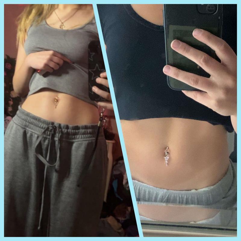 Women's BeadBreath Clip-On Non-Piercing Belly Button Ring, Sparkling Crystal Butterfly & Heart Stylish Body Jewelry, Ideal for Party Wear & Gifting