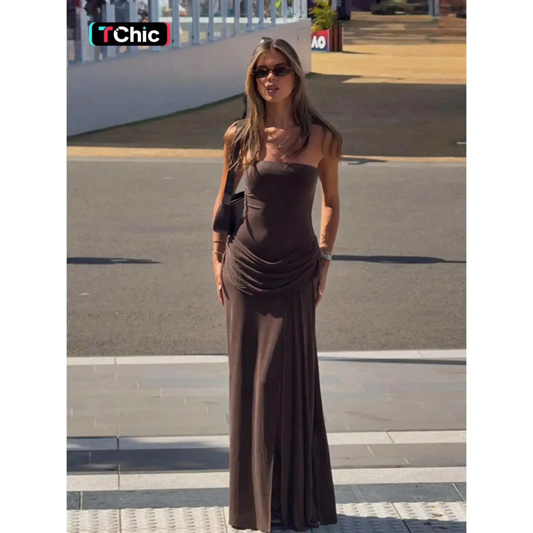 2026 Strapless Tie Dress, Fashion Slim-Fit Solid Color Dress, Unlined Clothing Women, Perfect Casual & Daily Wear