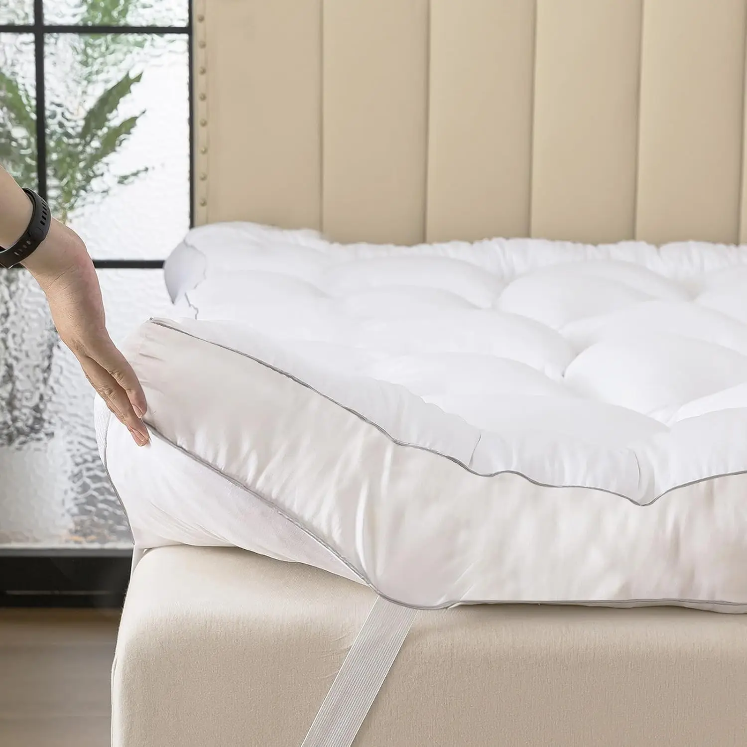 Memory Foam Mattress Topper Queen, 1700 GSM Gel Foam for Back Pain Relief, 1700 GSM CertiPUR-US Gel Memory Foam Mattress Topper for Back Pain & Pressure Relief, Plush Support, 2-3 Inch Thick