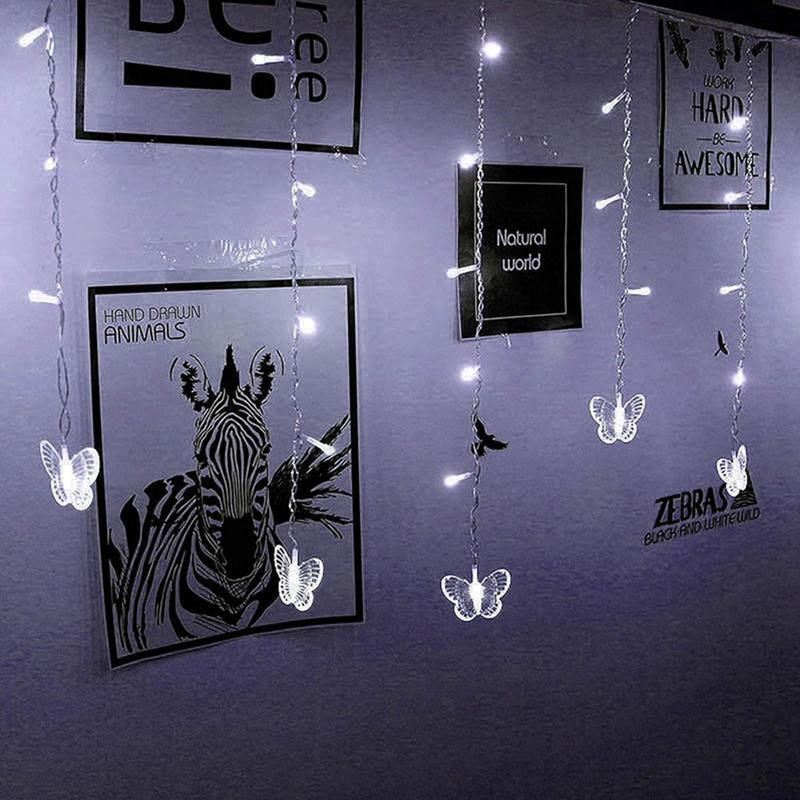 LED String Light, LED Butterfly Curtain Light, 21.3ft/255.9inch 8 Modes USB Charger Window Twinkle String Lights With Remote Control, 96 LEDs Copper Wire Fairy Lights For Room Christmas Wedding Party Decoration graduation leis graduation decorations