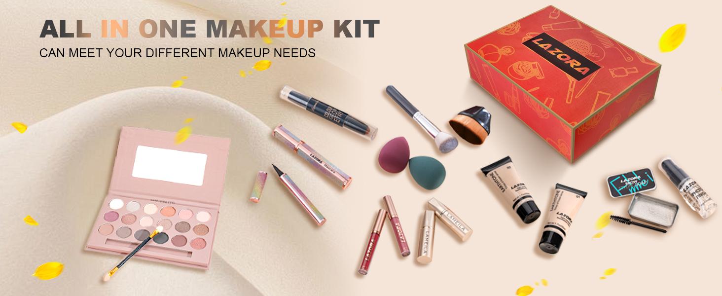 Makeup Kit for Women Full Kit Makeup Sets for teens Makeup Gift Set for Women Girls All in One Makeup Kit Include 18 Color Eyeshadow Palette Foundation & Face Gift Set Cosmetic Mascara Water Proof Smooth