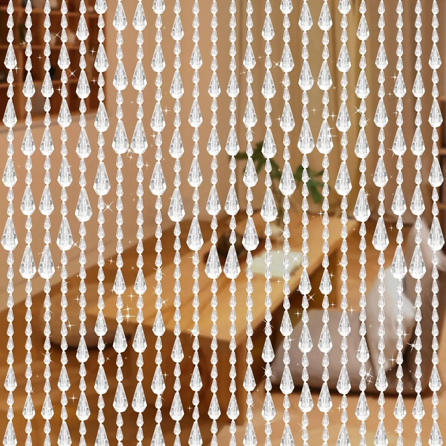 Beaded Curtain for Doorway, Wave  81 Strands Clear | 35.5" x 79"   Curtain,  Door Beads String Curtain Room Divider for Window Living Room Bedroom Decor