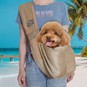 Mesh Summer Breathable Dog Travel Pet Bag, One Shoulder Crossbody Puppy Carrier Sling Outdoor Bag, Lightweight Carrying Cat And Dog Bag, Reversible Pet Harness Suitable For Cats And Dogs, Soft And Lightweight Travel And Walking Bag